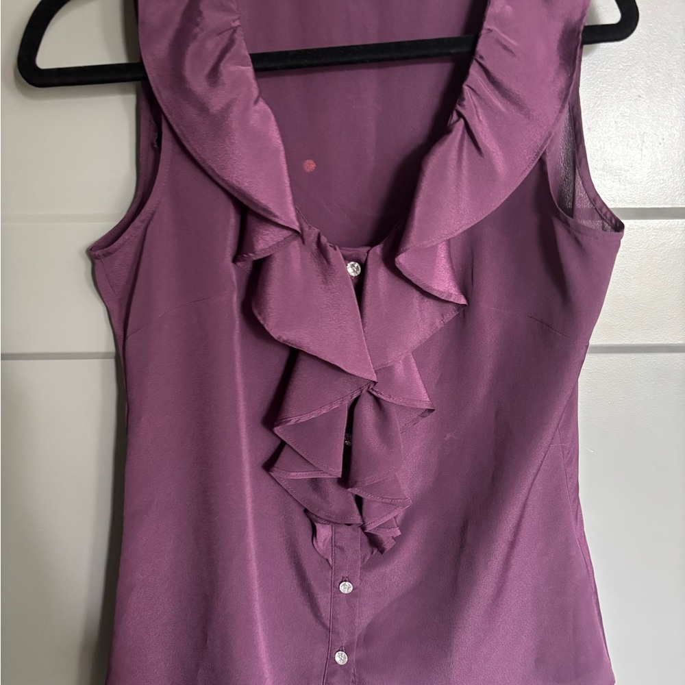 Banana Republic Plum Ruffle Front Blouse